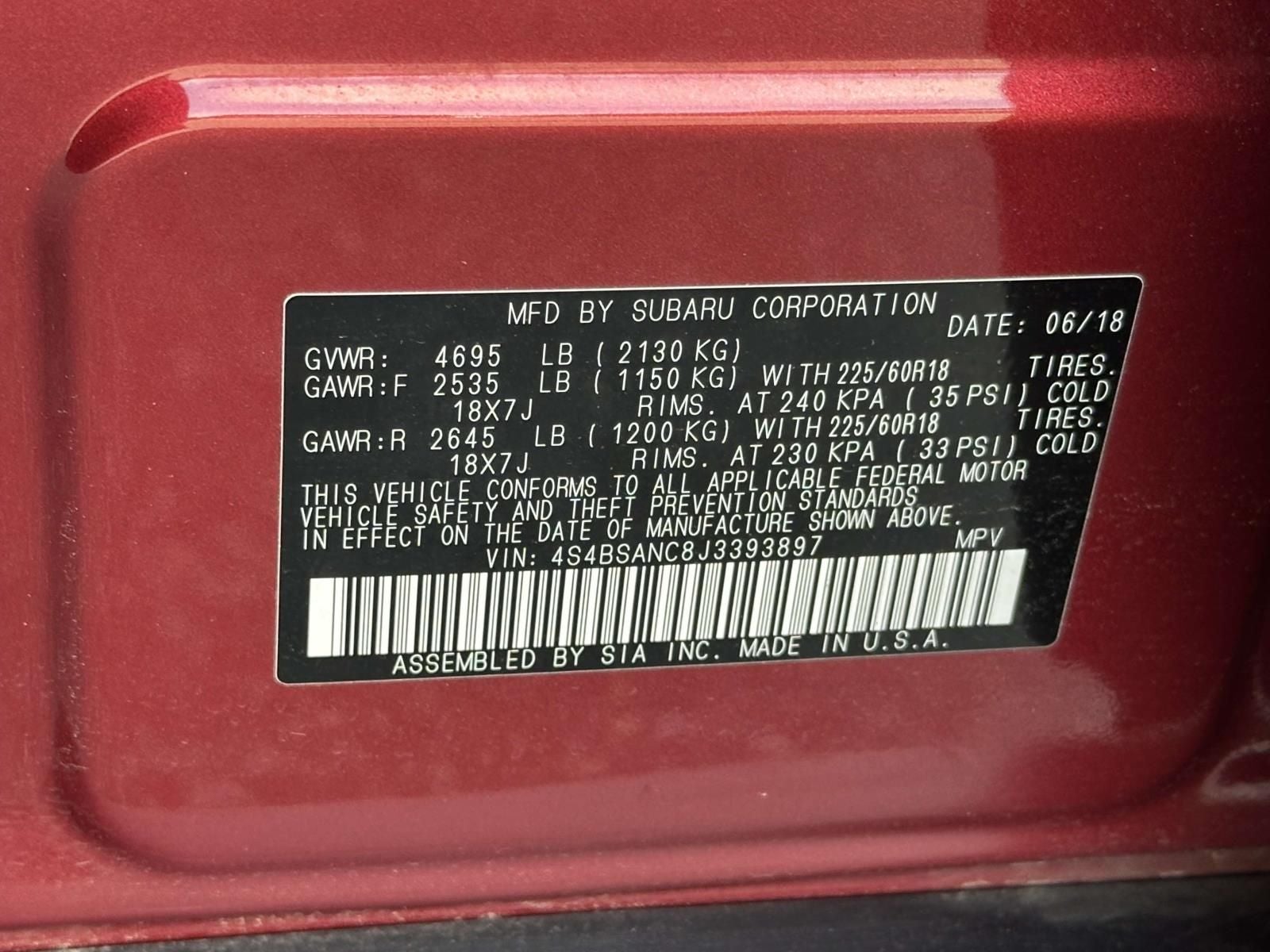 2018 Subaru Outback 2.5i Limited