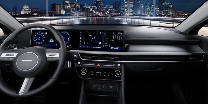 Hyundai car interior showing steering wheel