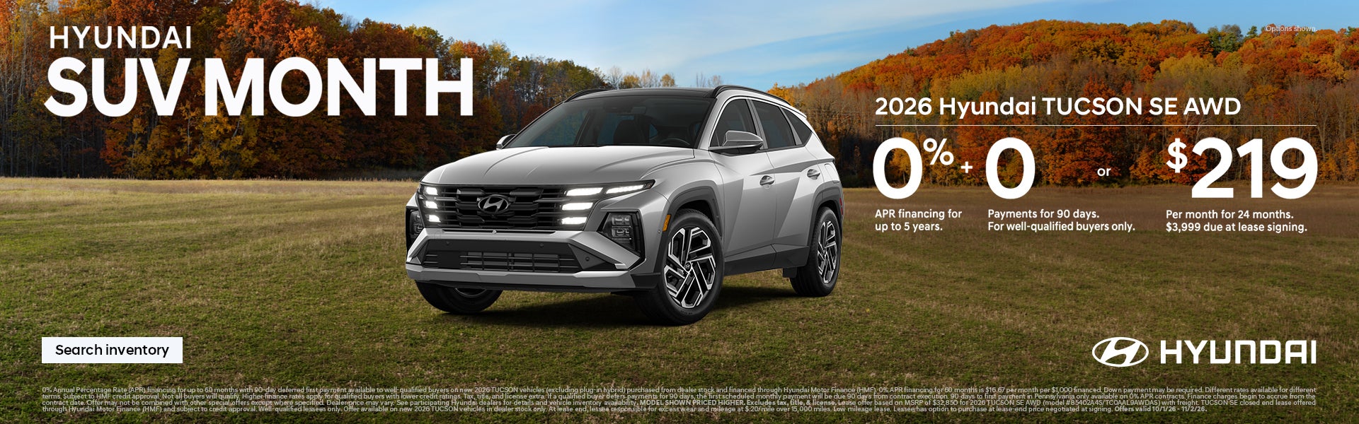 0% APR for 5 years + 0 Payments for 90 Days or $219/24/$3,999 Lease
