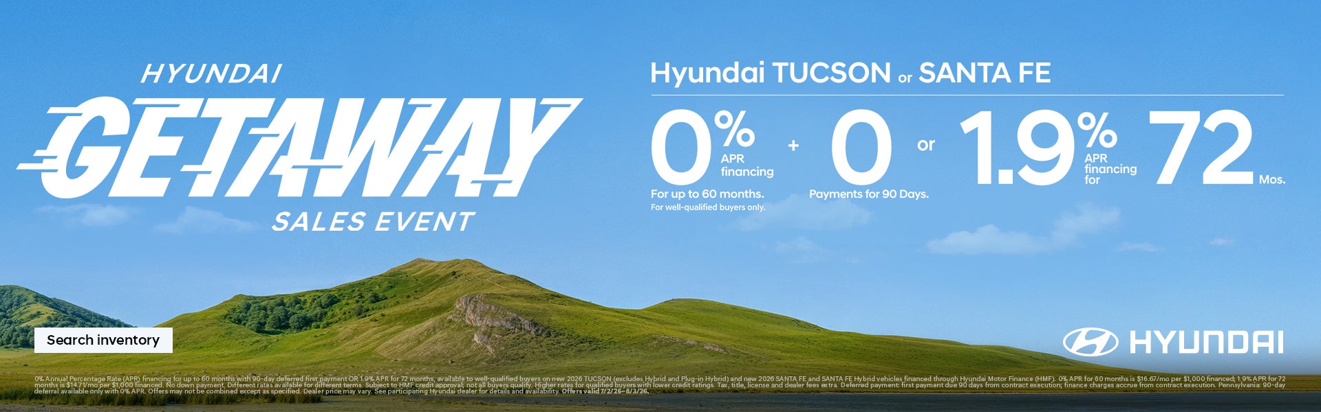 2026 Hyundai Tucson, Santa Fe APR Offer