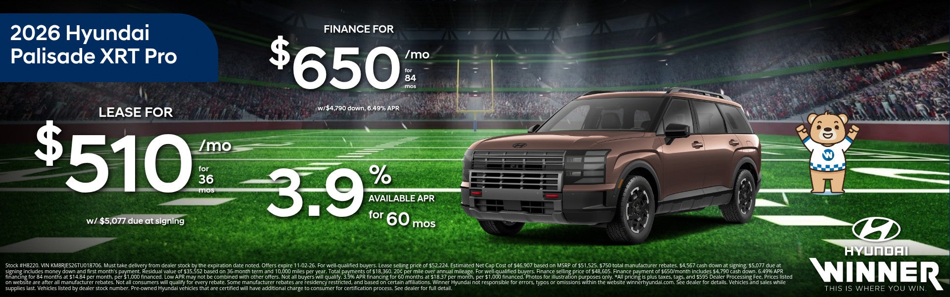 Winner Hyundai 2026 Hyundai Palisade XRT Pro: 2 Offers